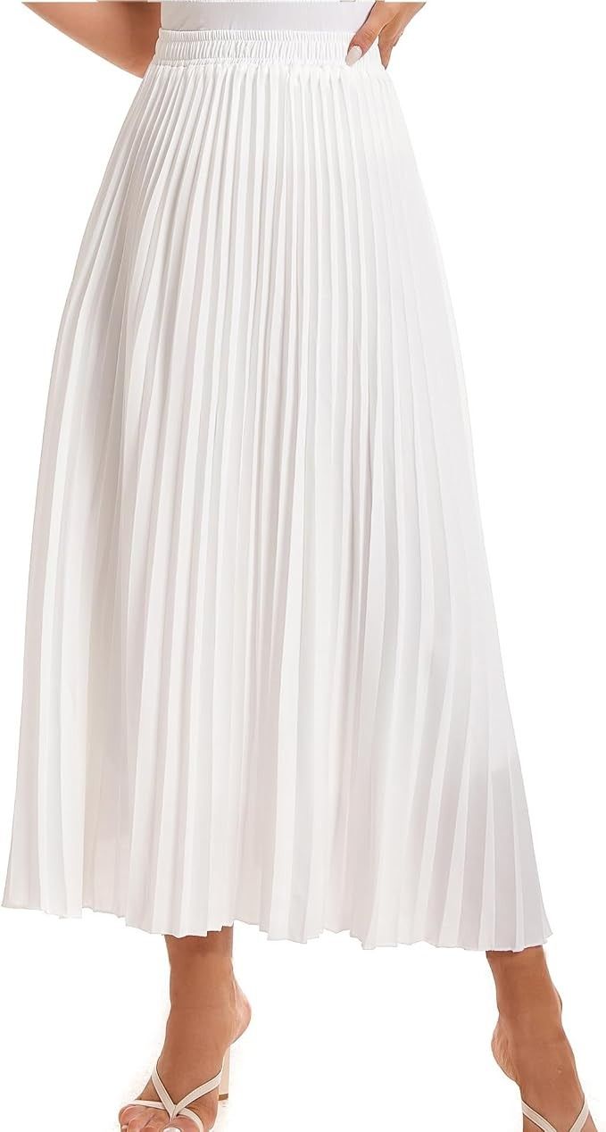 White Pleated Midi Skirt image 5